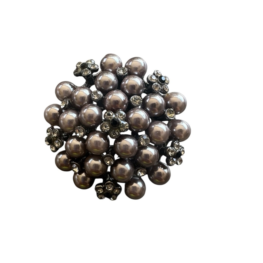 Vintage Dark Pearl Flower Brooch
